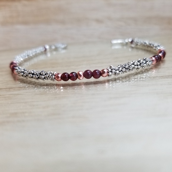 Garnet & Rose Gold Beaded Toggle Bracelet - Picture 3 of 7